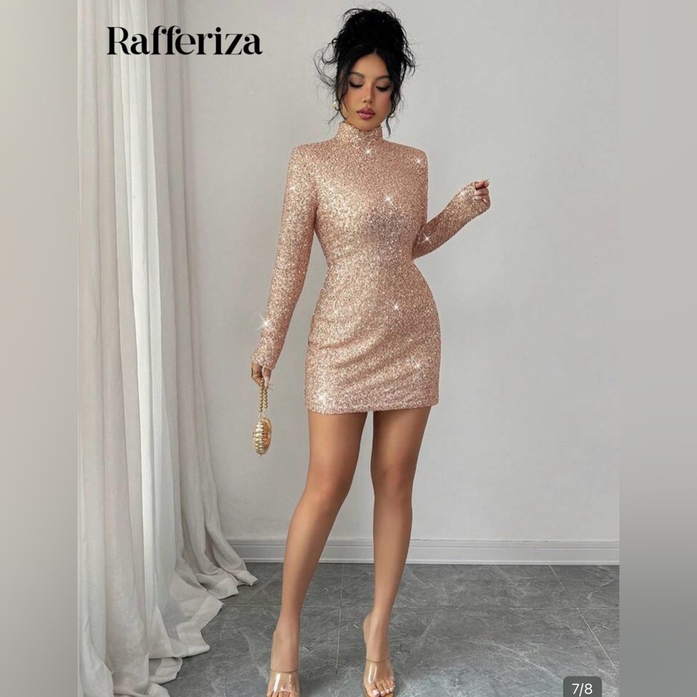 Elegant Sequin Long Sleeve Dress